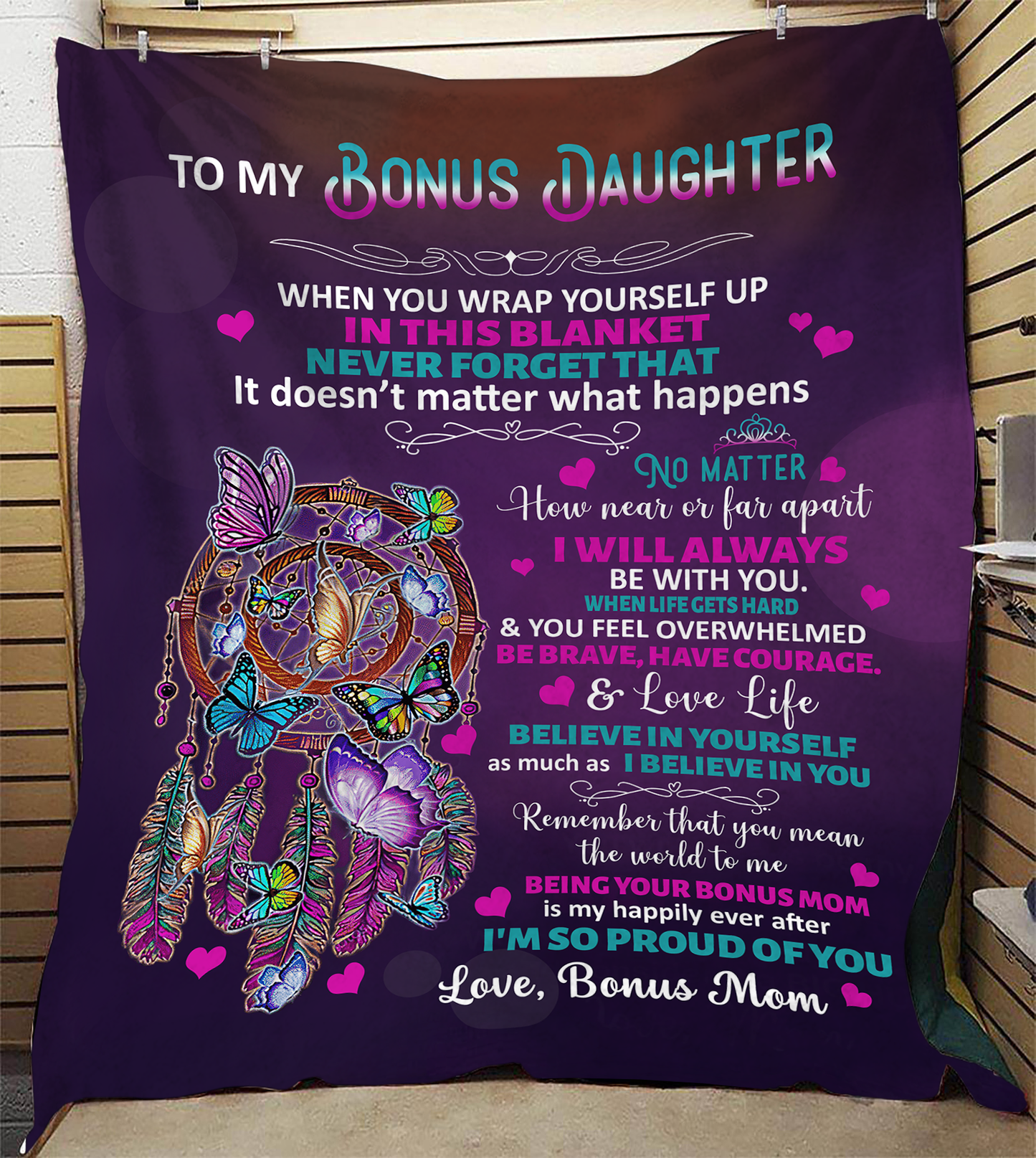 To My Bonus Daughter, I Am So Proud Of You, Love Bonus Mom Blanket
