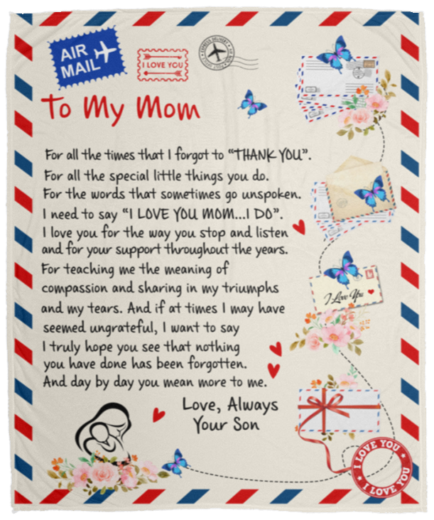 50% Off - Love Leter Blanket To Mom, Love Your Son - Perfect Christmas, Birthday, or Mother's Day Gift