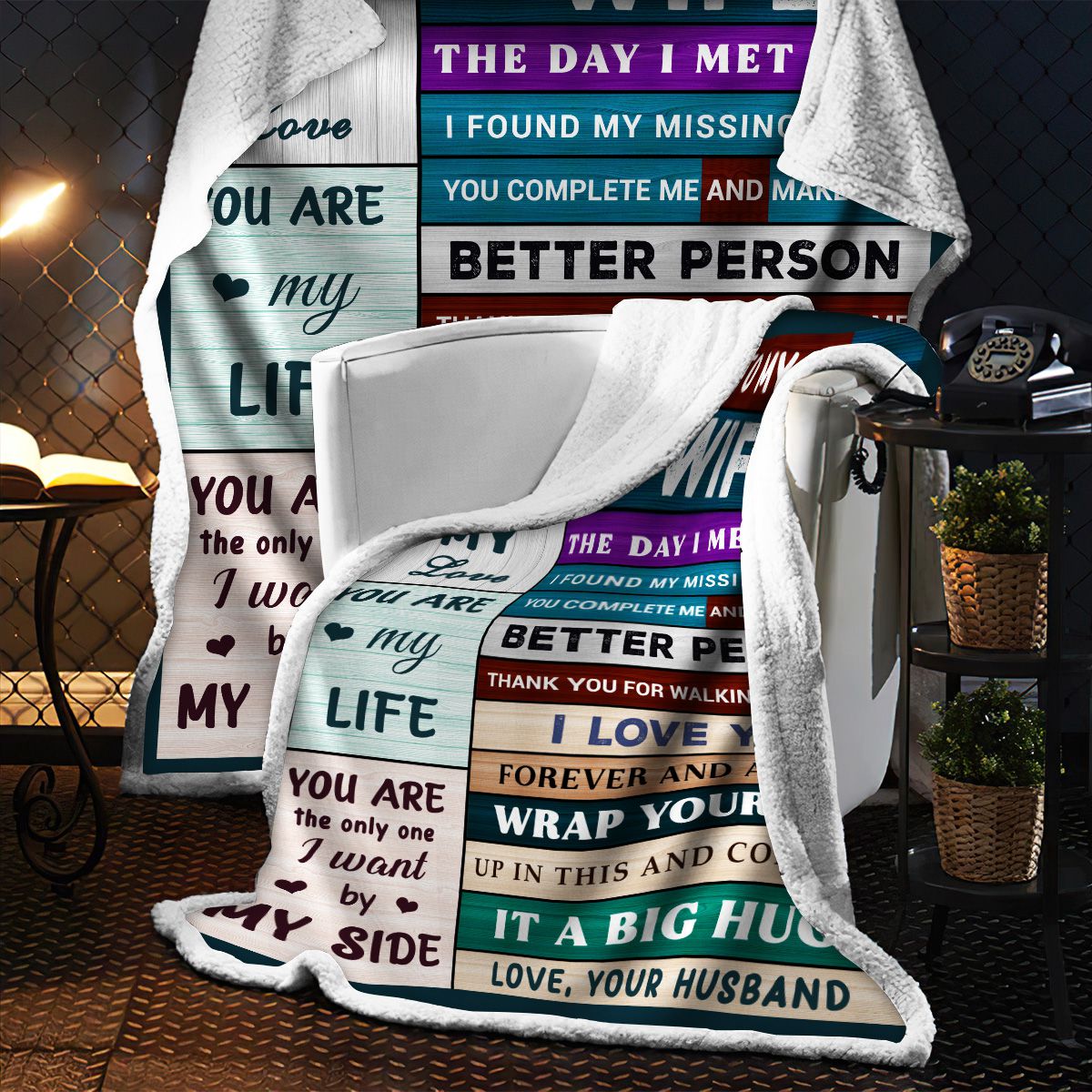 To My Wife, I Found My Missing Piece, Love Your Husband Blanket