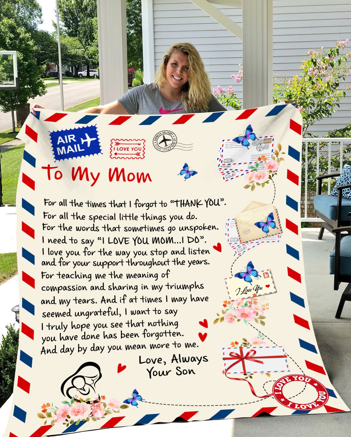 50% Off - Love Leter Blanket To Mom, Love Your Son - Perfect Christmas, Birthday, or Mother's Day Gift