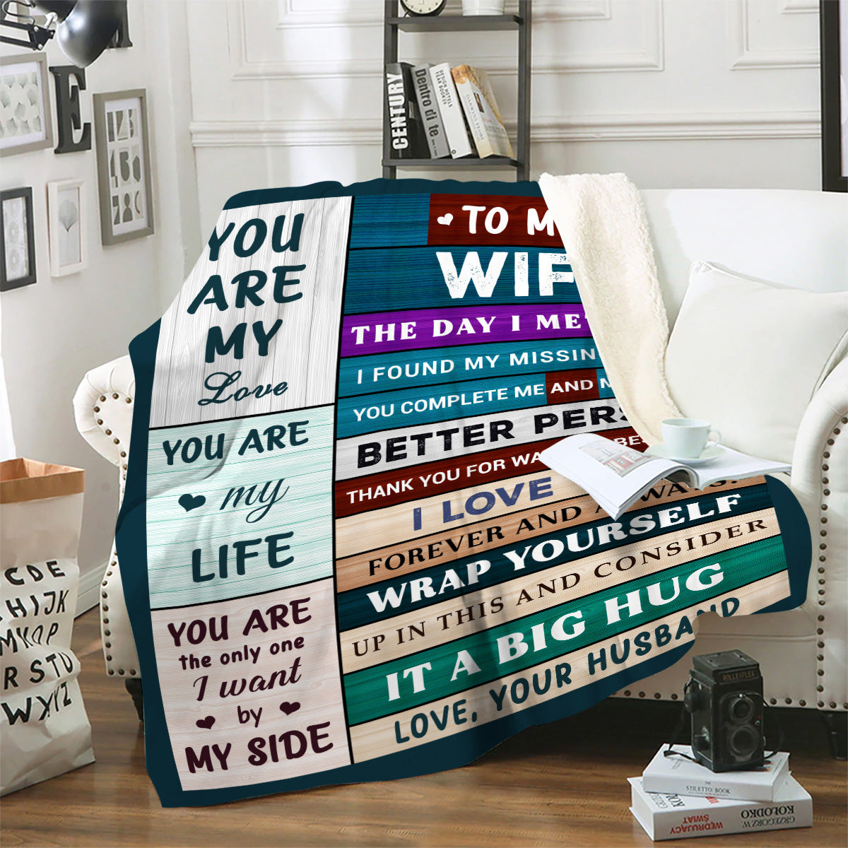 To My Wife, I Found My Missing Piece, Love Your Husband Blanket