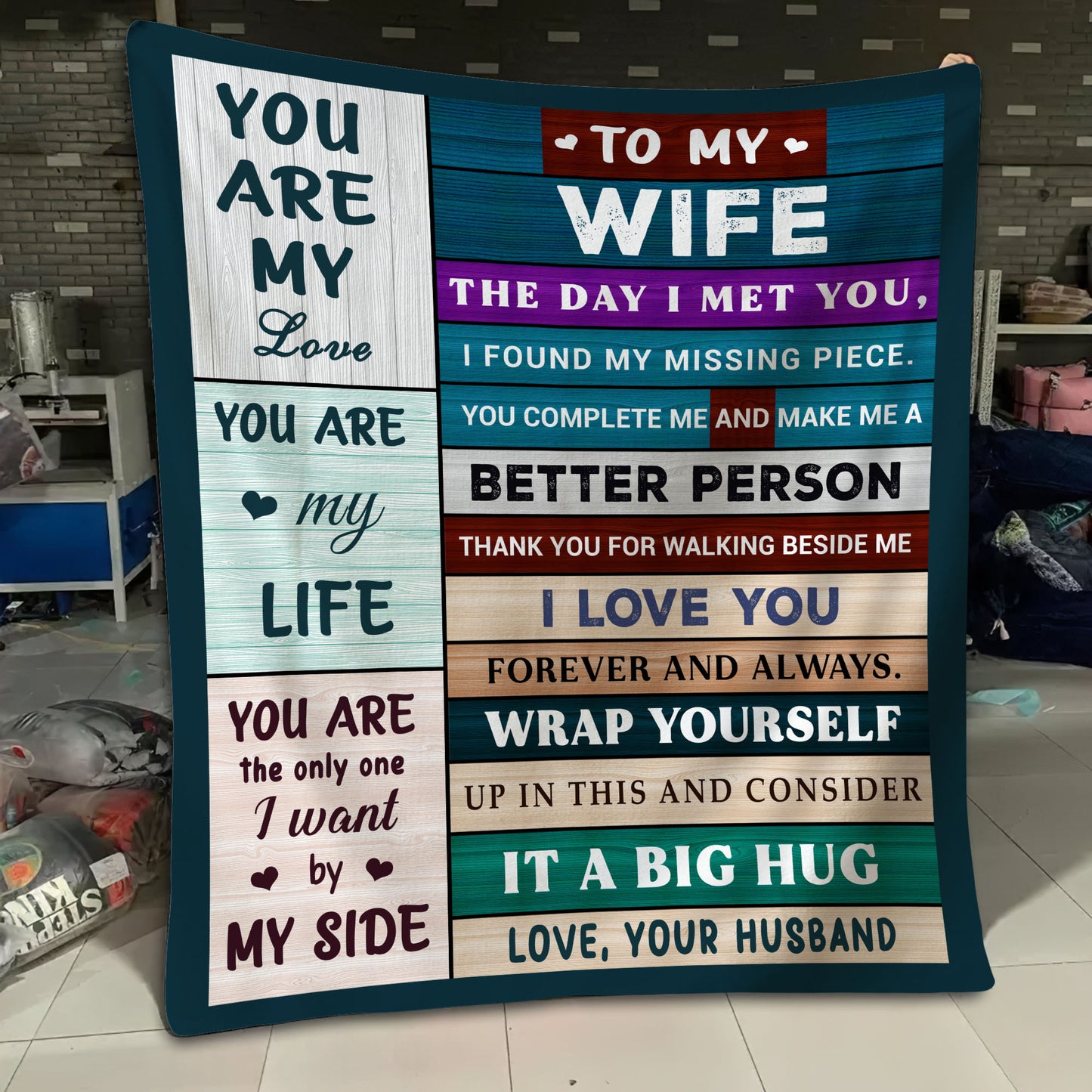 To My Wife, I Found My Missing Piece, Love Your Husband Blanket
