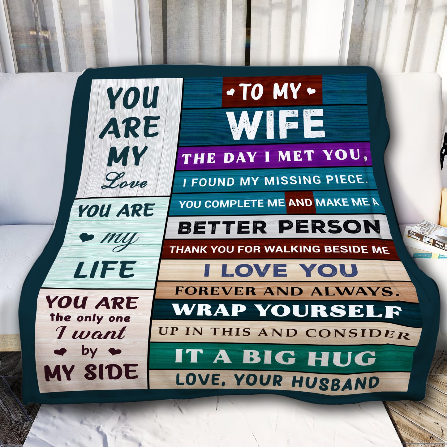 To My Wife, I Found My Missing Piece, Love Your Husband Blanket