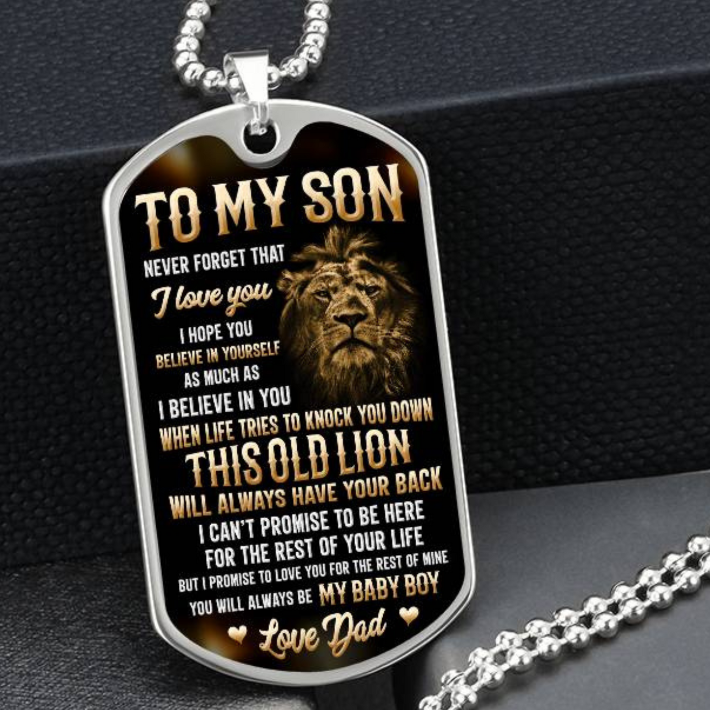 To My Son - I Hope You Believe In Yourself, Love Dad - Dog Tag - Military Ball Chain