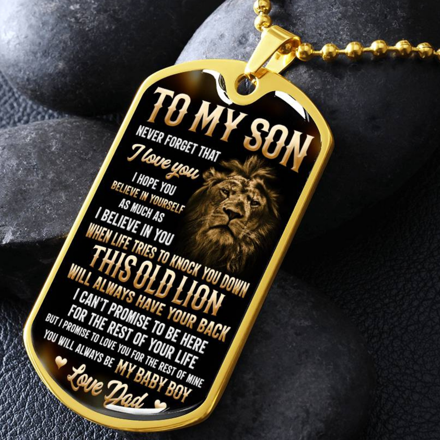 To My Son - I Hope You Believe In Yourself, Love Dad - Dog Tag - Military Ball Chain