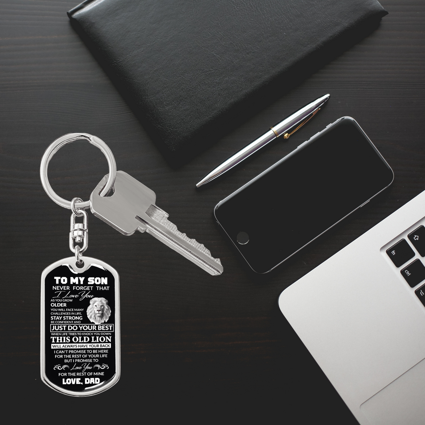 (Best Seller) To My Son, Never Forget I Love You, Love Dad - Dog Tag Keychain