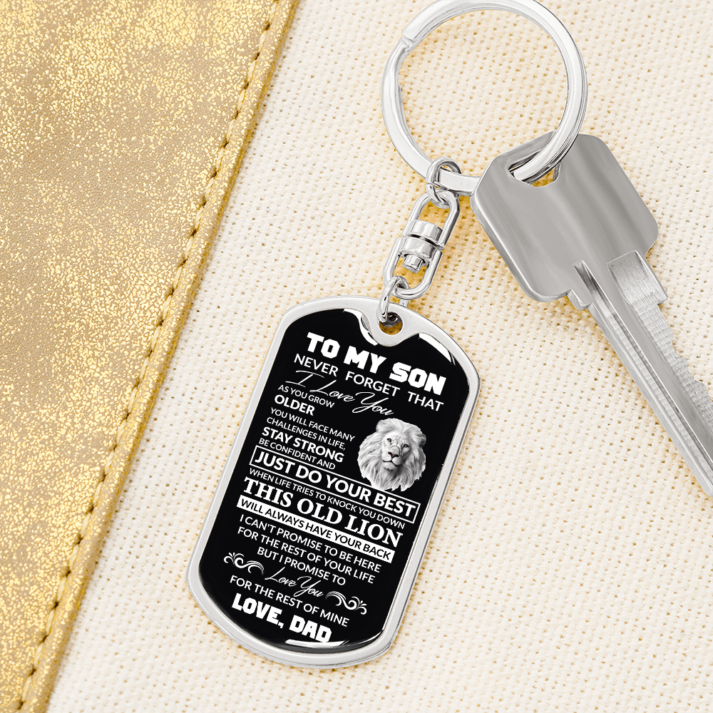 (Best Seller) To My Son, Never Forget I Love You, Love Dad - Dog Tag Keychain