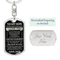 To My Son, Love Dad - Dog Tag Keychain