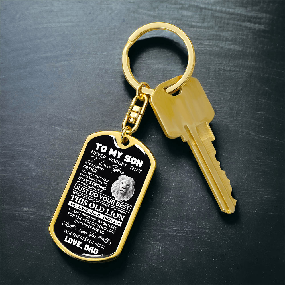 (Best Seller) To My Son, Never Forget I Love You, Love Dad - Dog Tag Keychain