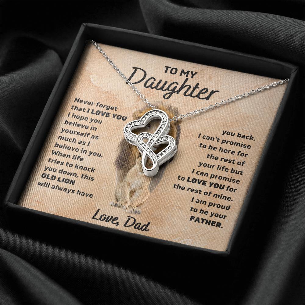 To My Daughter, Never Forget That I Love You, Love Dad - Heart-to-Heart Pendant Necklace