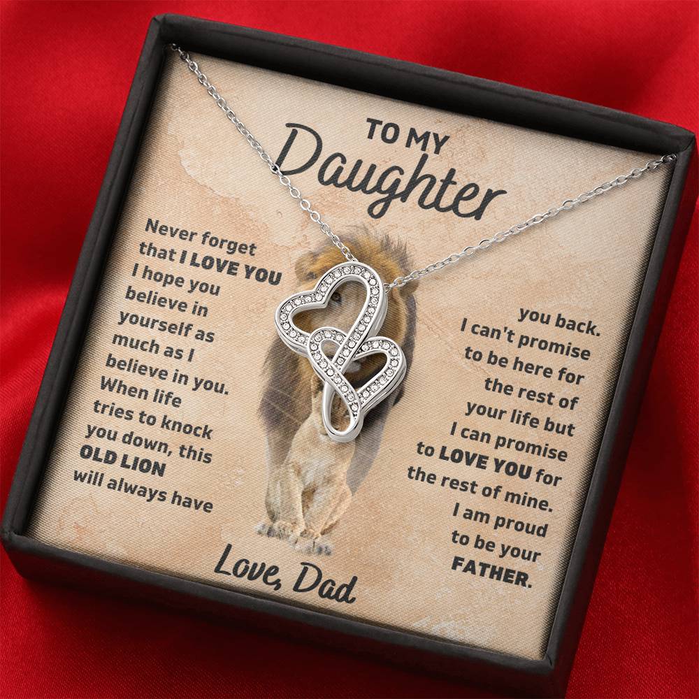 To My Daughter, Never Forget That I Love You, Love Dad - Heart-to-Heart Pendant Necklace