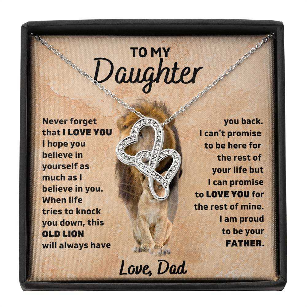 To My Daughter, Never Forget That I Love You, Love Dad - Heart-to-Heart Pendant Necklace