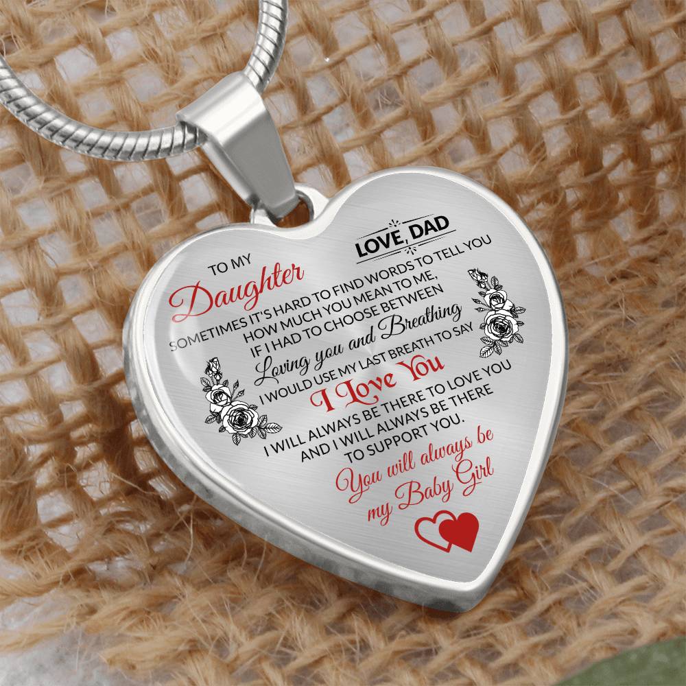 To My Daughter, Sometimes It's Hard To Find The Words - Luxury Necklace