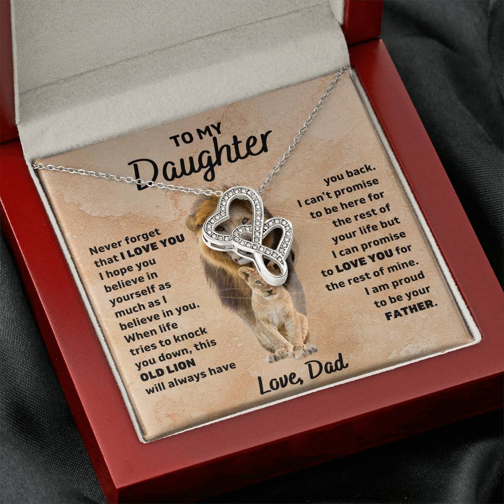 To My Daughter, Never Forget That I Love You, Love Dad - Heart-to-Heart Pendant Necklace