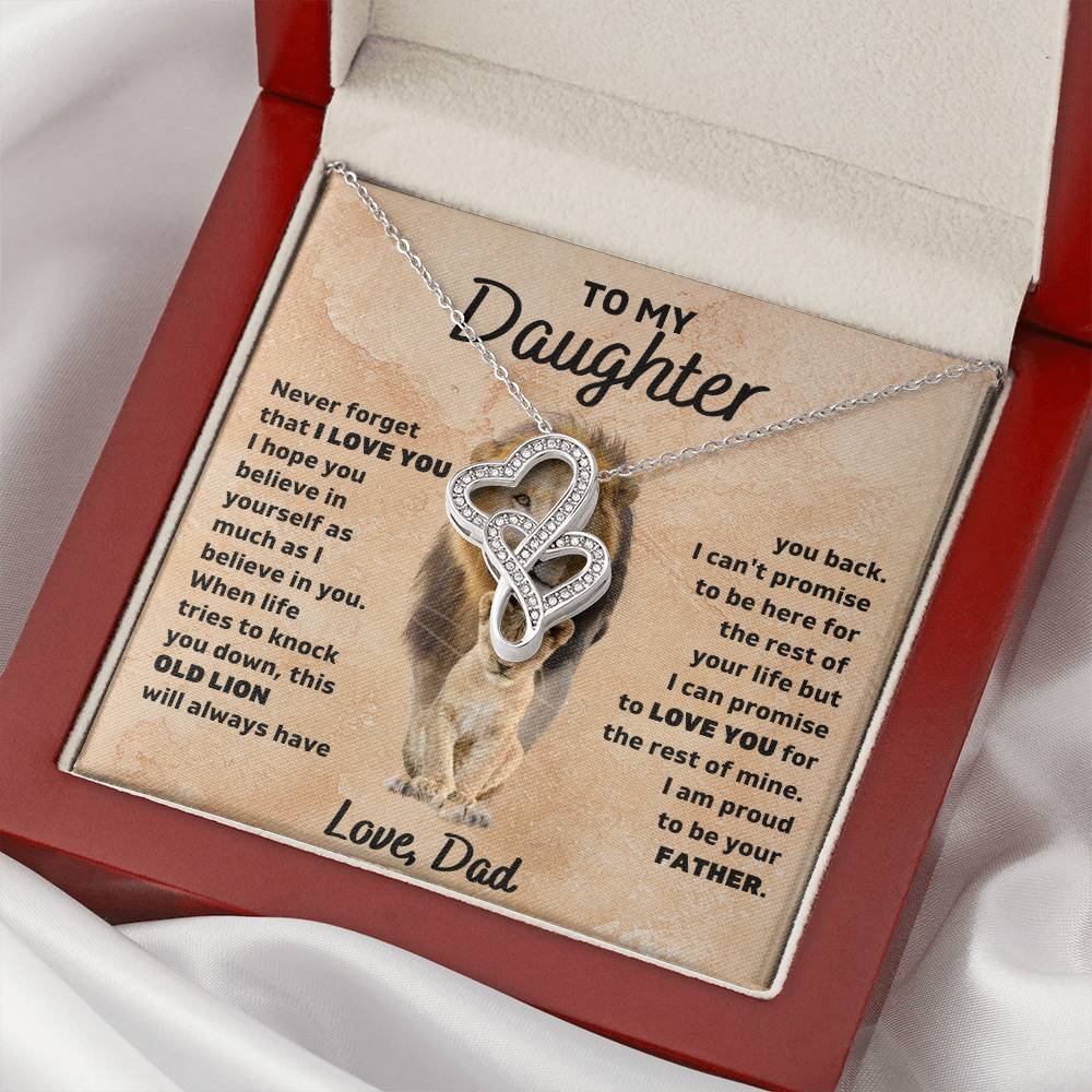 To My Daughter, Never Forget That I Love You, Love Dad - Heart-to-Heart Pendant Necklace