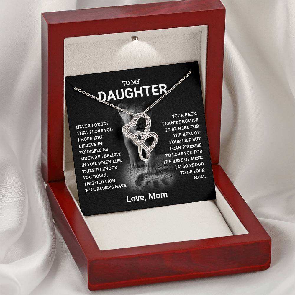 To My Daughter, Love Mom - Heart to Heart Pendant