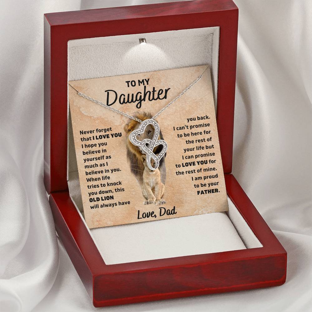 To My Daughter, Never Forget That I Love You, Love Dad - Heart-to-Heart Pendant Necklace
