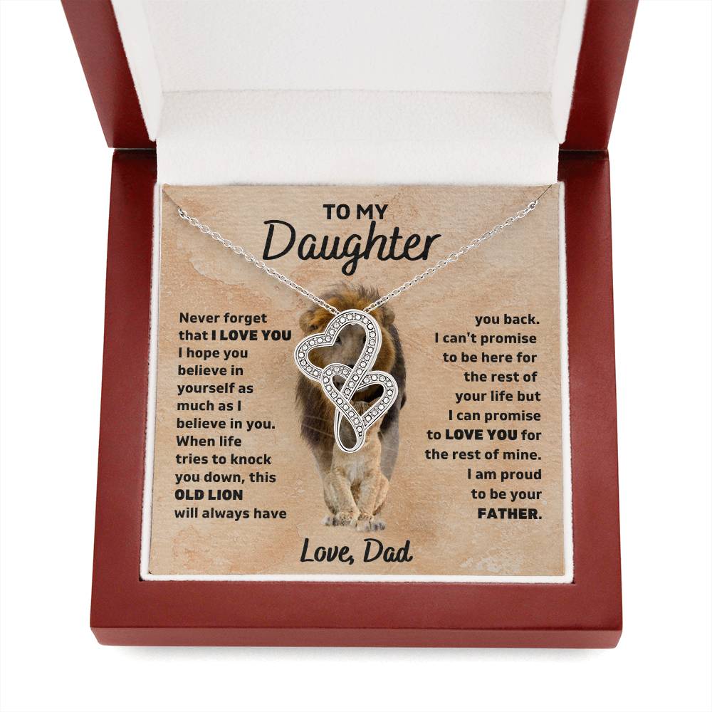 To My Daughter, Never Forget That I Love You, Love Dad - Heart-to-Heart Pendant Necklace