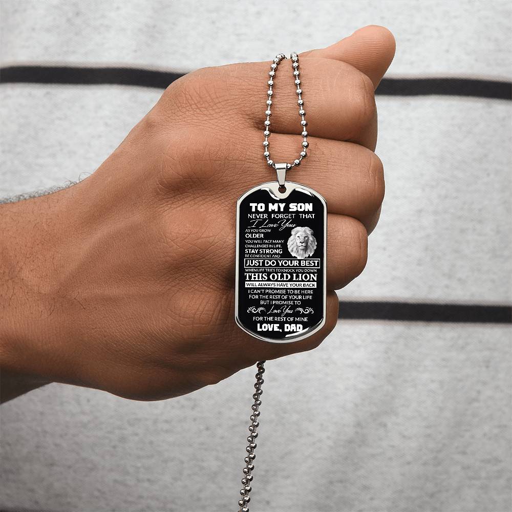 (Best Seller)To My Son, I Believe In You, Love Dad - Dog Tag Military Ball Chain