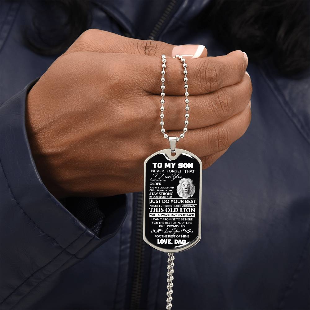 (Best Seller)To My Son, I Believe In You, Love Dad - Dog Tag Military Ball Chain