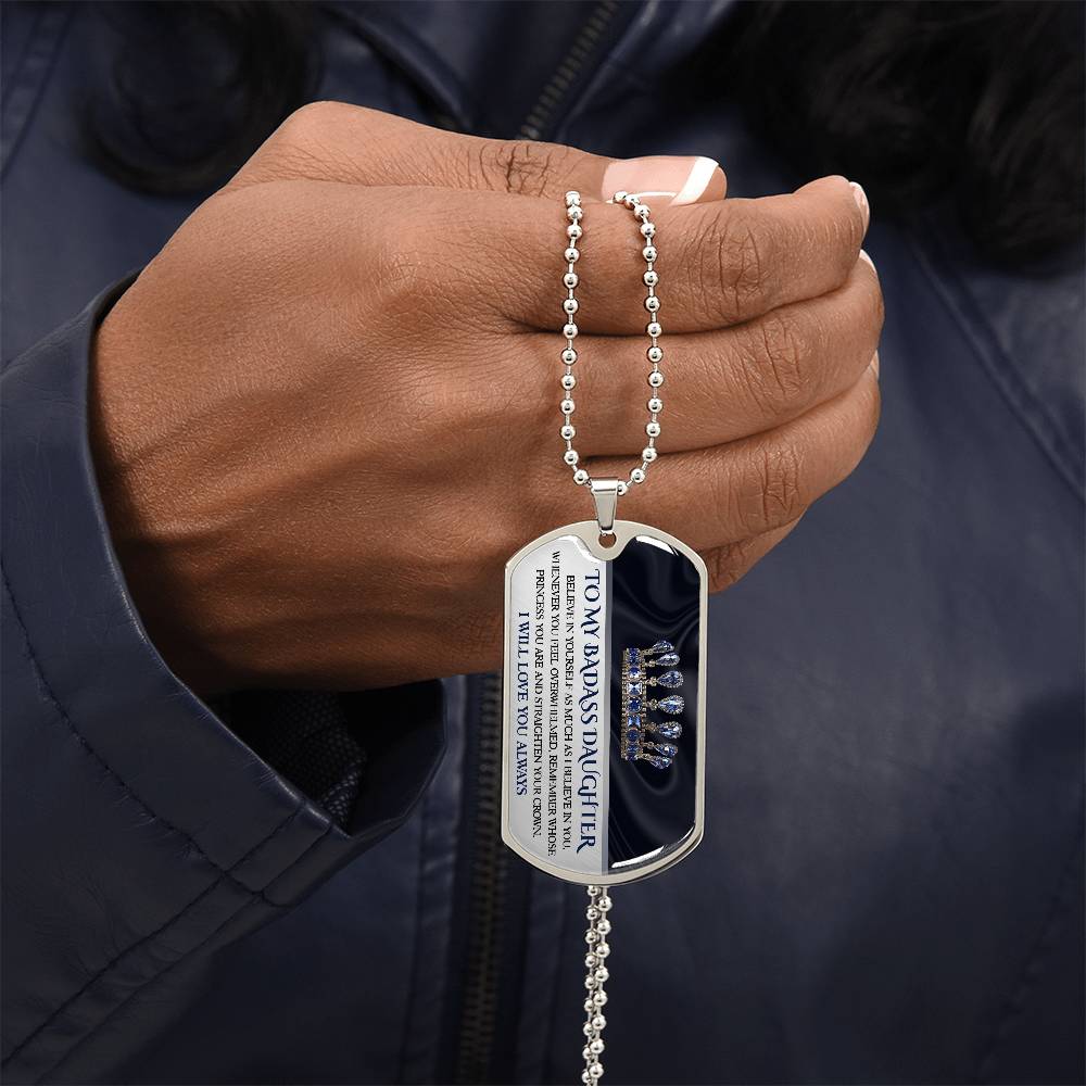 To My Badass Daughter Dog Tag Necklace