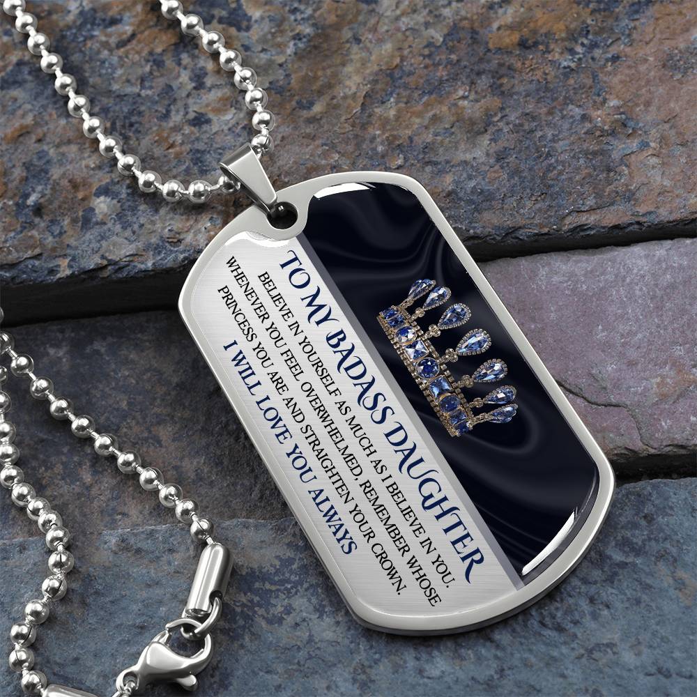 To My Badass Daughter Dog Tag Necklace
