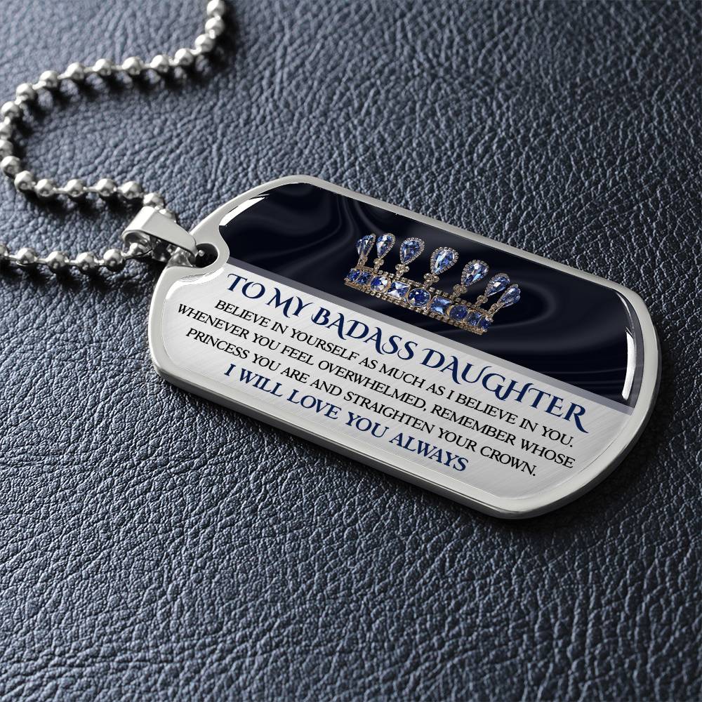 To My Badass Daughter Dog Tag Necklace