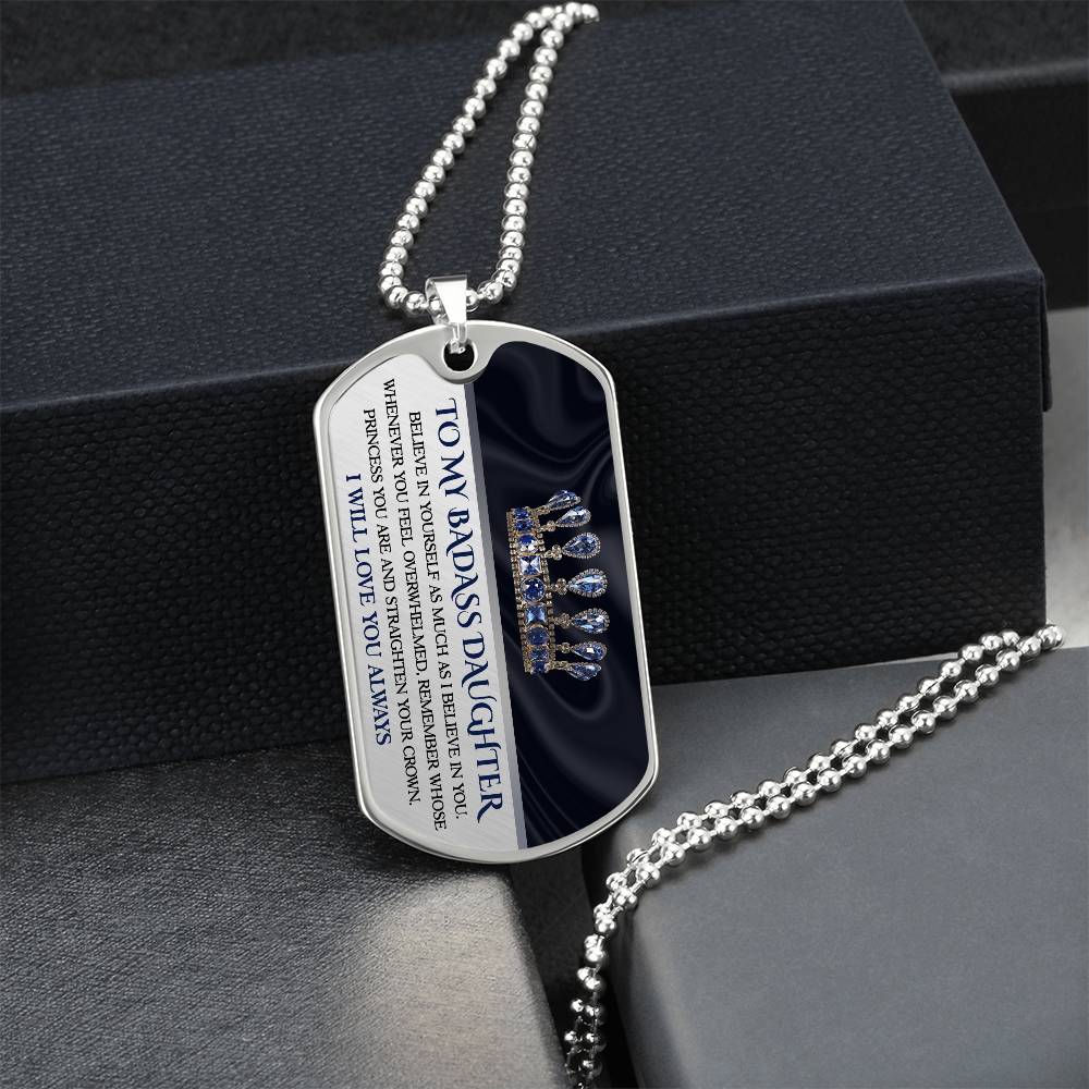 To My Badass Daughter Dog Tag Necklace