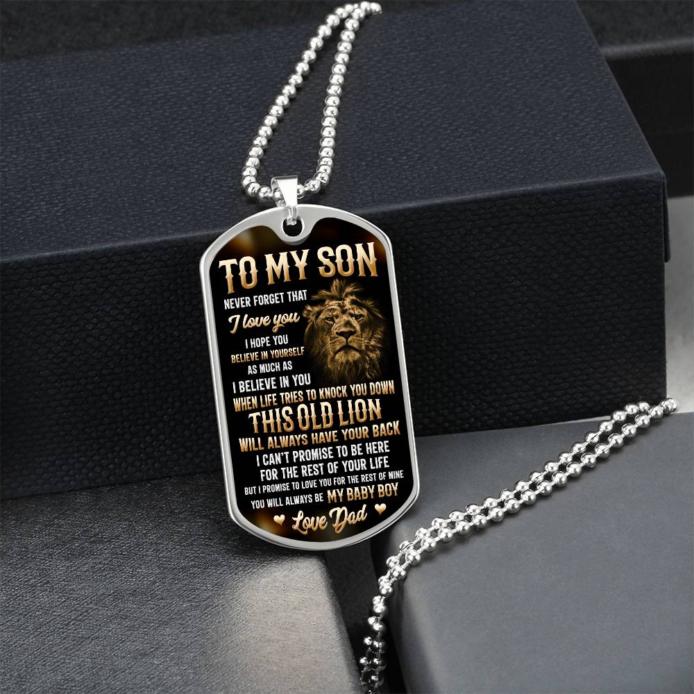 To My Son - I Hope You Believe In Yourself, Love Dad - Dog Tag - Military Ball Chain