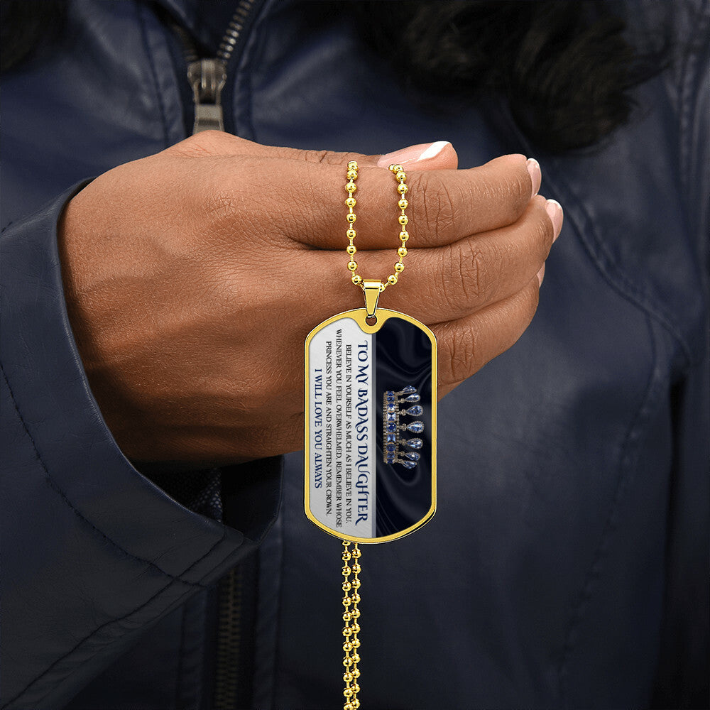 To My Badass Daughter Dog Tag Necklace