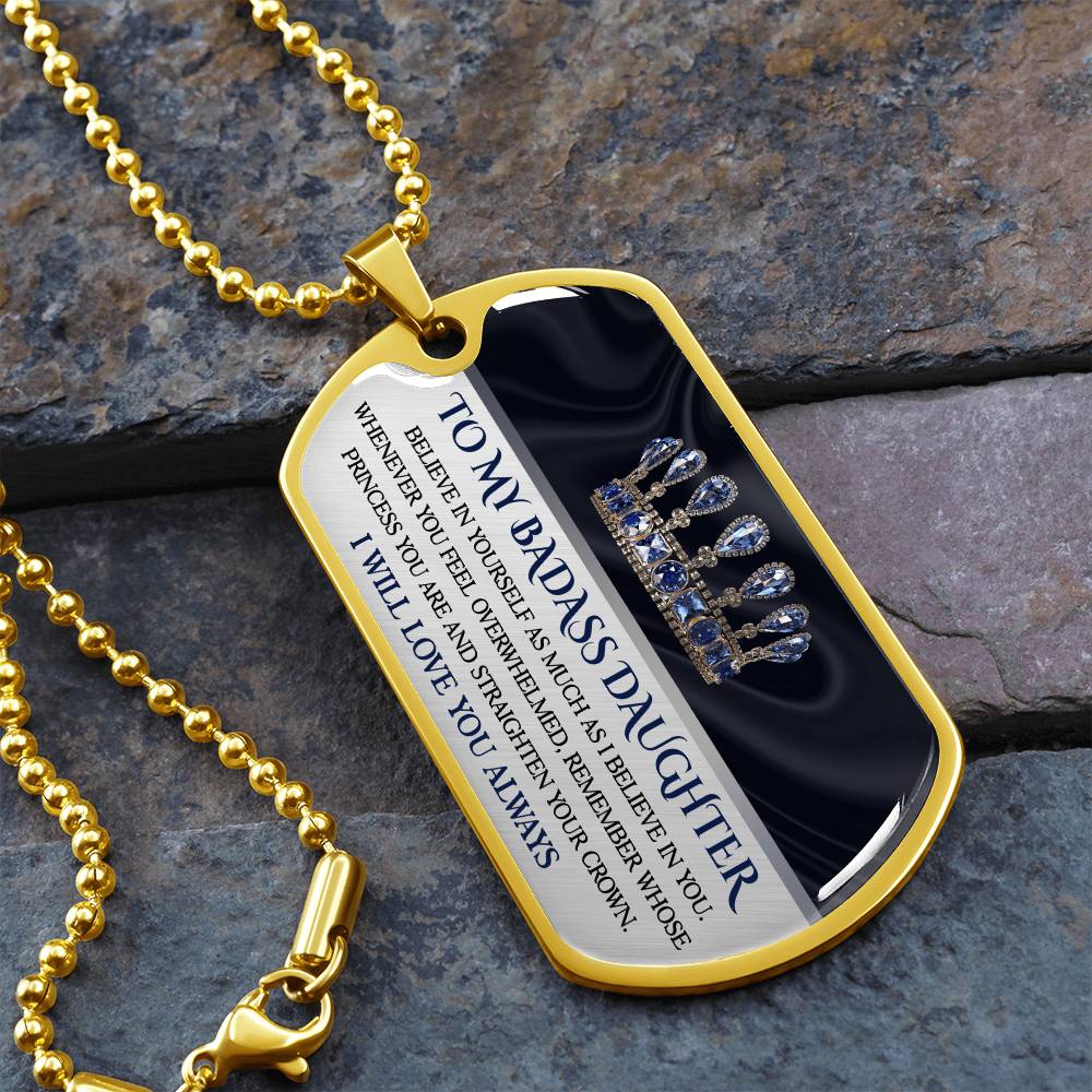 To My Badass Daughter Dog Tag Necklace