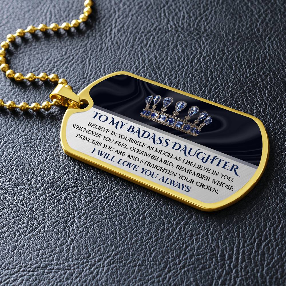 To My Badass Daughter Dog Tag Necklace