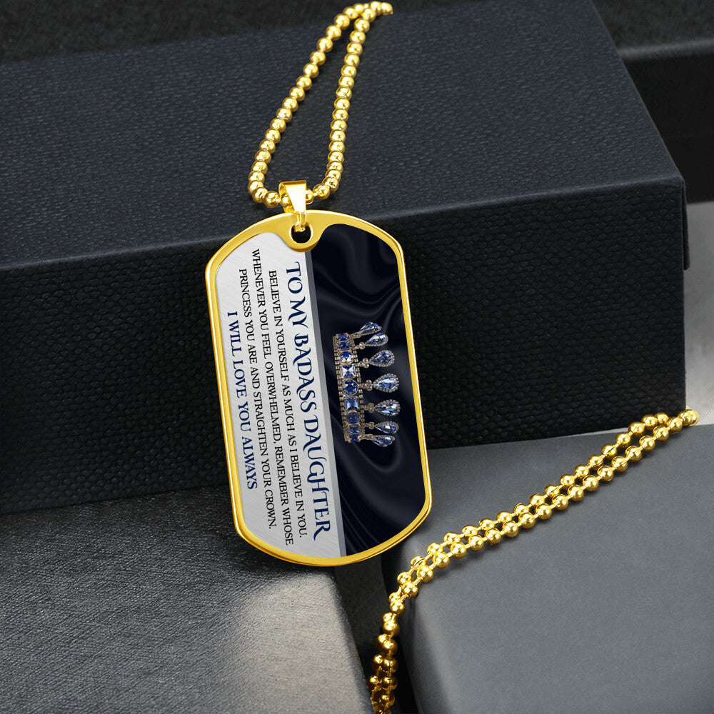 To My Badass Daughter Dog Tag Necklace