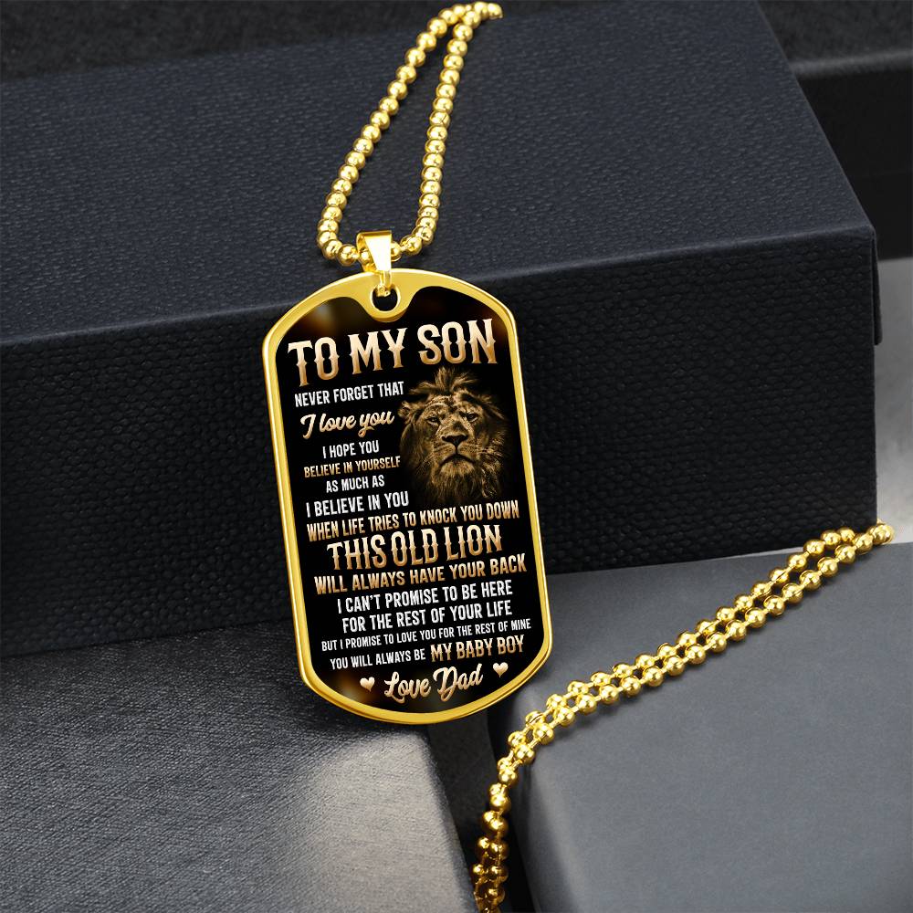 To My Son - I Hope You Believe In Yourself, Love Dad - Dog Tag - Military Ball Chain