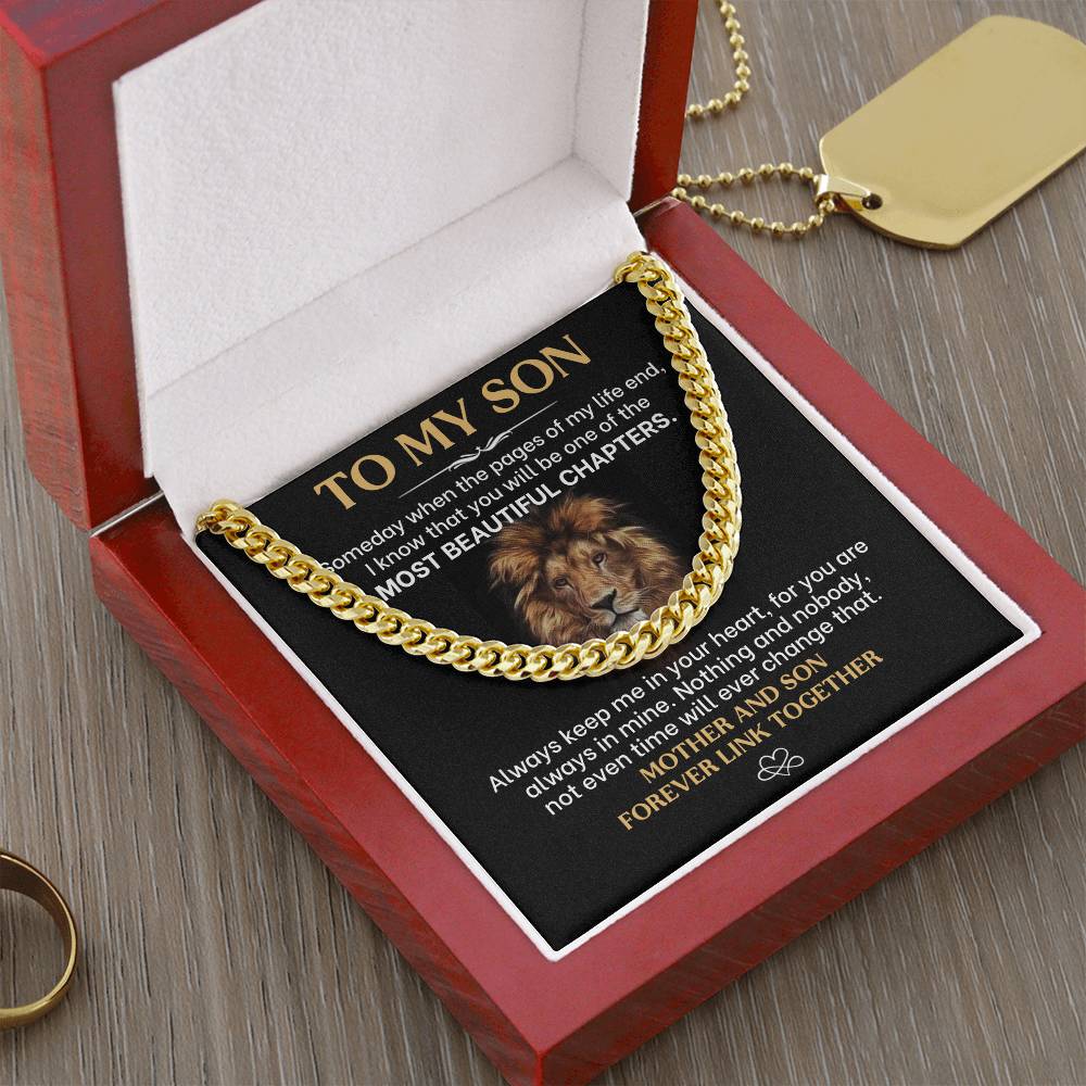 To My Son, Always Keep Me In Your Heart - Cuban Link Necklace