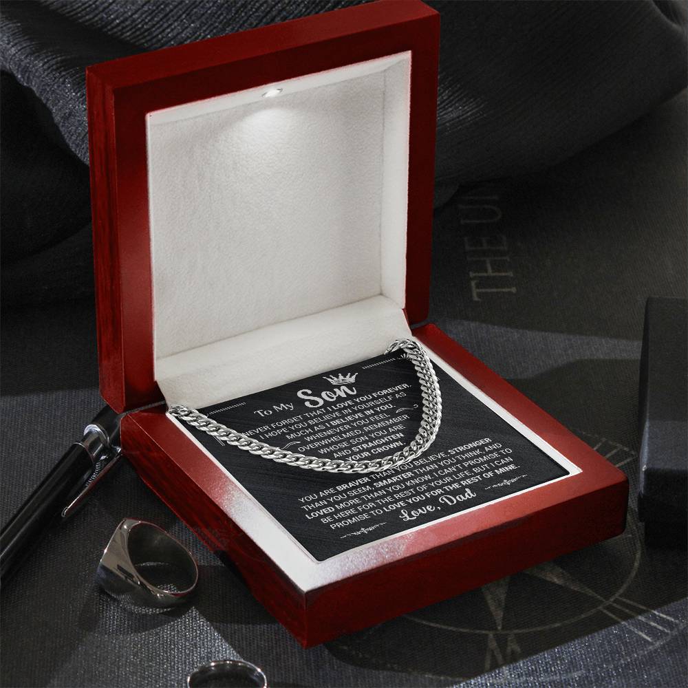To My Son, Believe In Yourself, Love Dad - Cuban Link Necklace