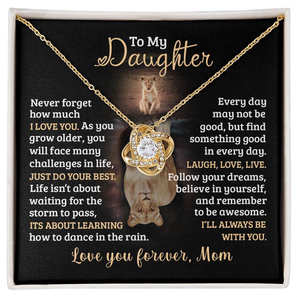 To My Daughter, Just Do Your Best, Love Mom - Loveknot Necklace
