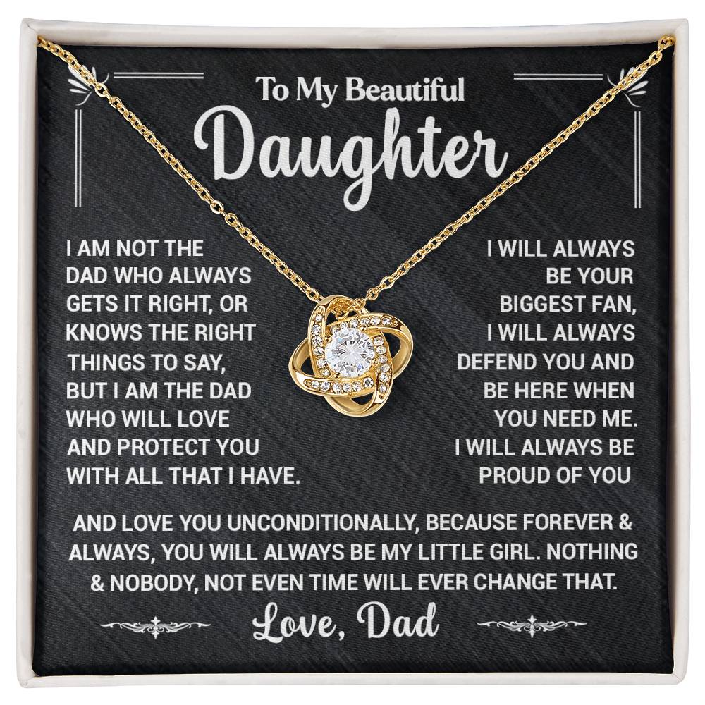 To My Daughter, I Will Always Defend You, Love Dad - Loveknot Necklace