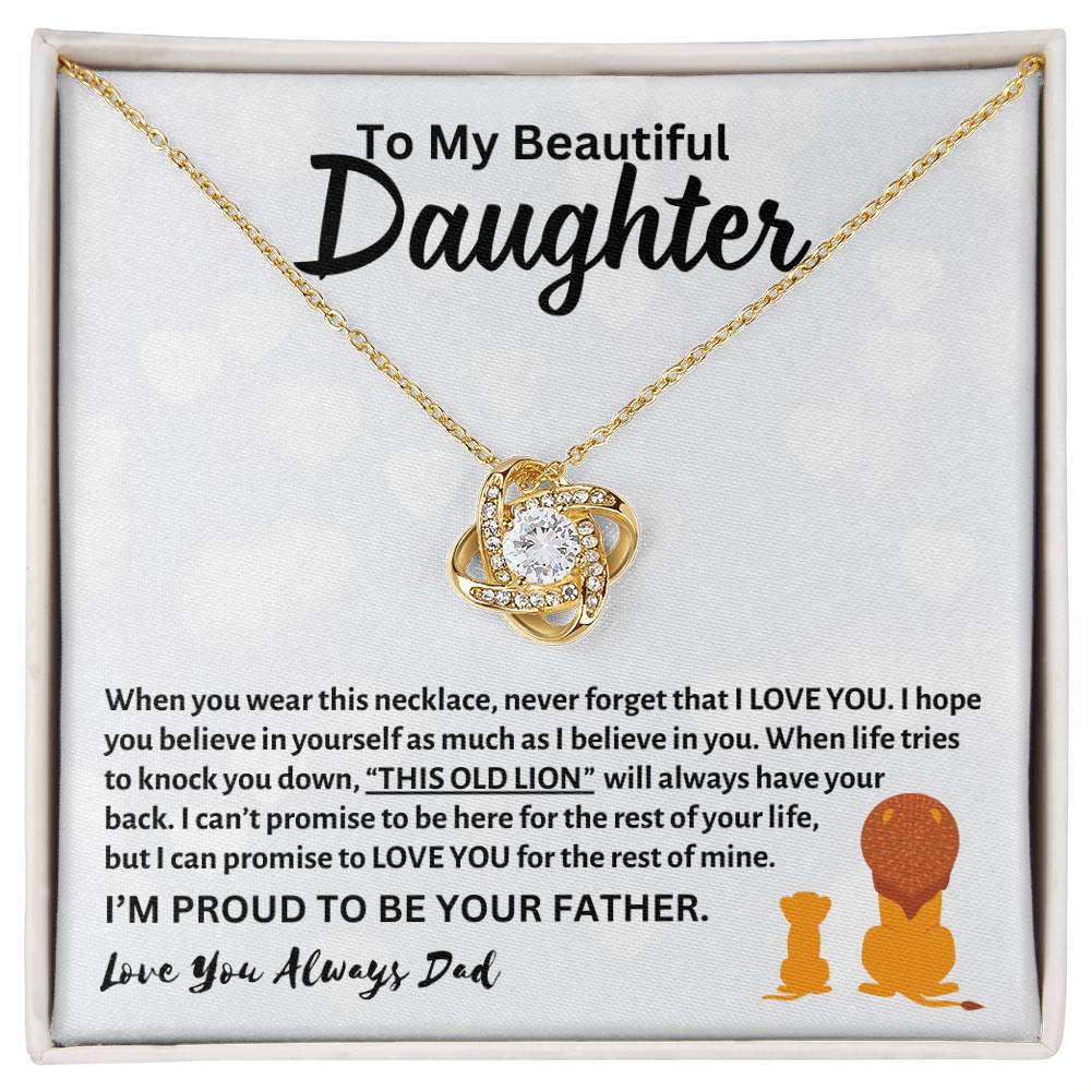 To My Beautiful Daughter, Love Dad - Loveknot Necklace