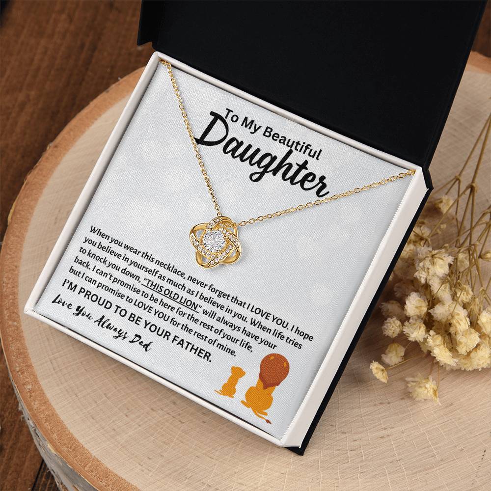 To My Beautiful Daughter, Love Dad - Loveknot Necklace