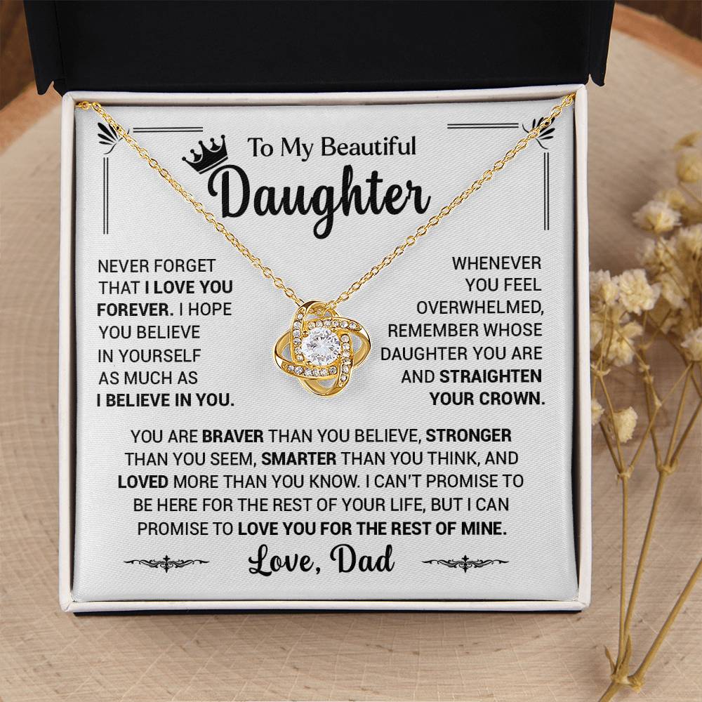50% Off - To My Daughter, Straighten Your Crown, Love Dad - Loveknot Necklace