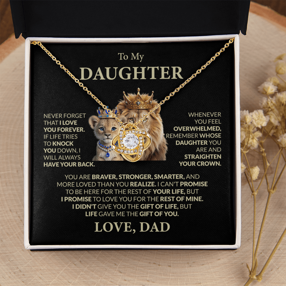 To My Daughter, You Are Braver, Stronger, Smarter, Love Dad - Loveknot Necklace