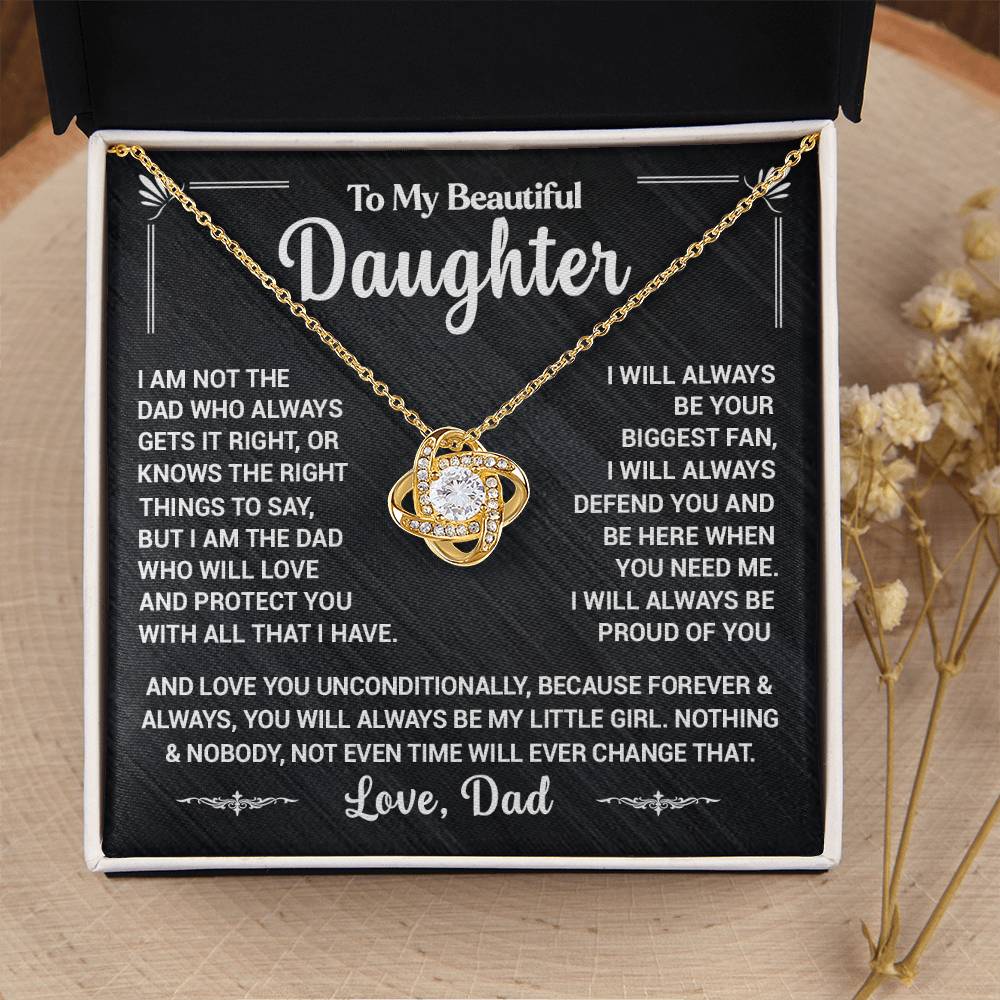 To My Daughter, I Will Always Defend You, Love Dad - Loveknot Necklace