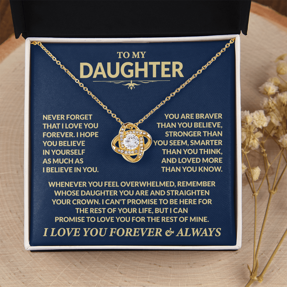 To My Daughter, I Hope You Believe In Yourself, Love Dad - Loveknot Necklace