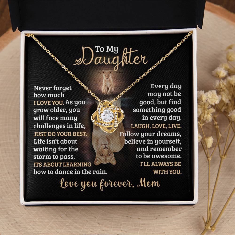 To My Daughter, Just Do Your Best, Love Mom - Loveknot Necklace