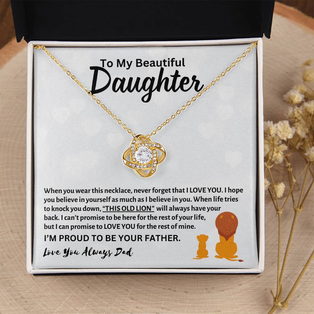 To My Beautiful Daughter, Love Dad - Loveknot Necklace