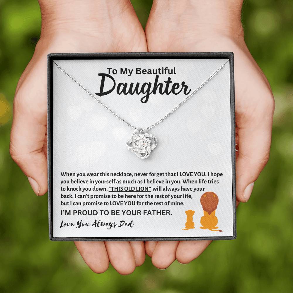 To My Beautiful Daughter, Love Dad - Loveknot Necklace