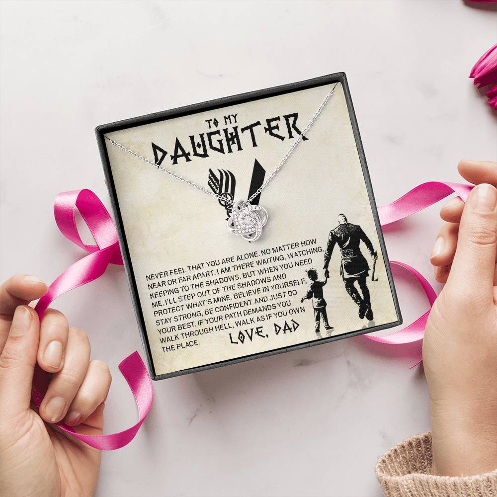 To My Daughter Believe In Yourself, Love Dad Loveknot Necklace
