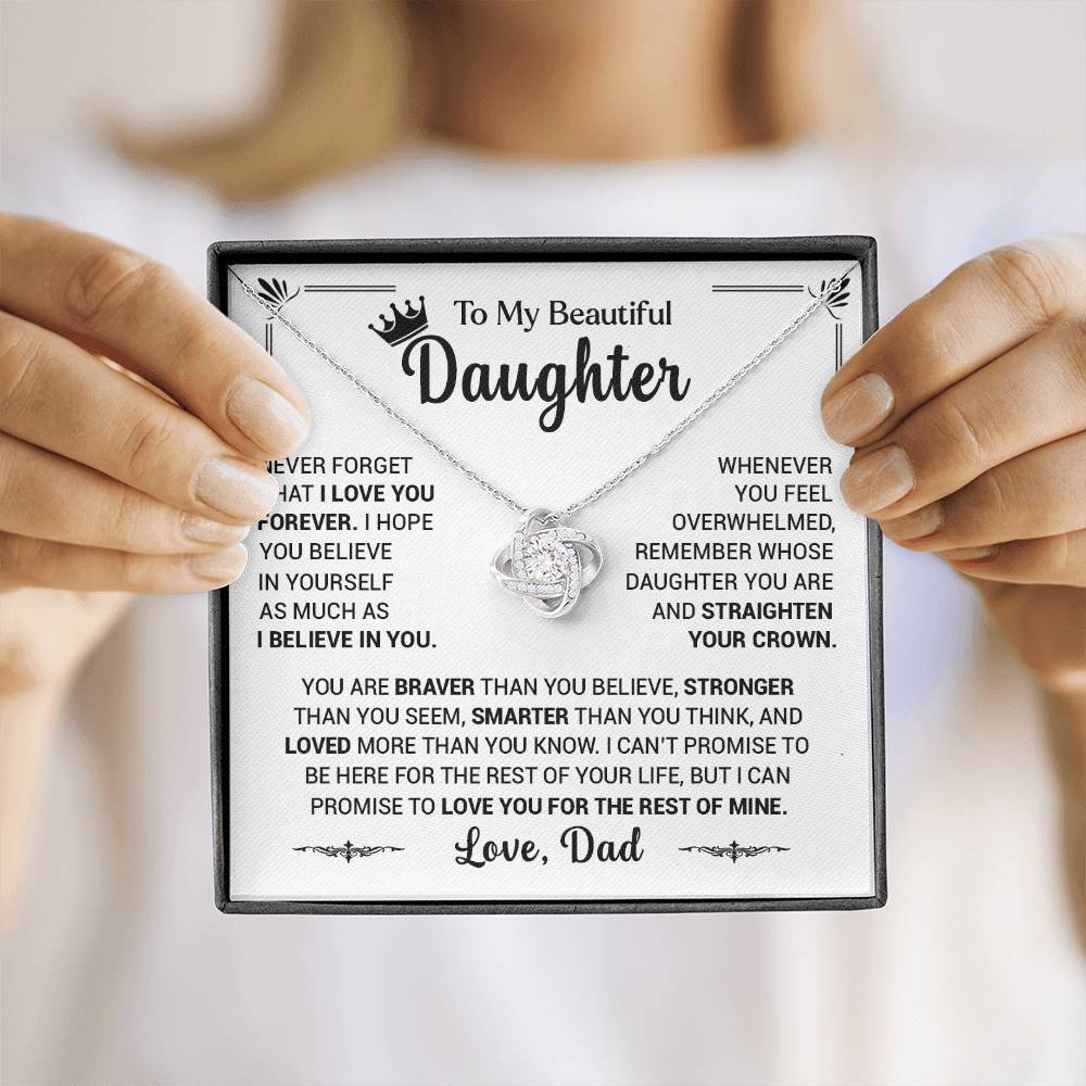 50% Off - To My Daughter, Straighten Your Crown, Love Dad - Loveknot Necklace
