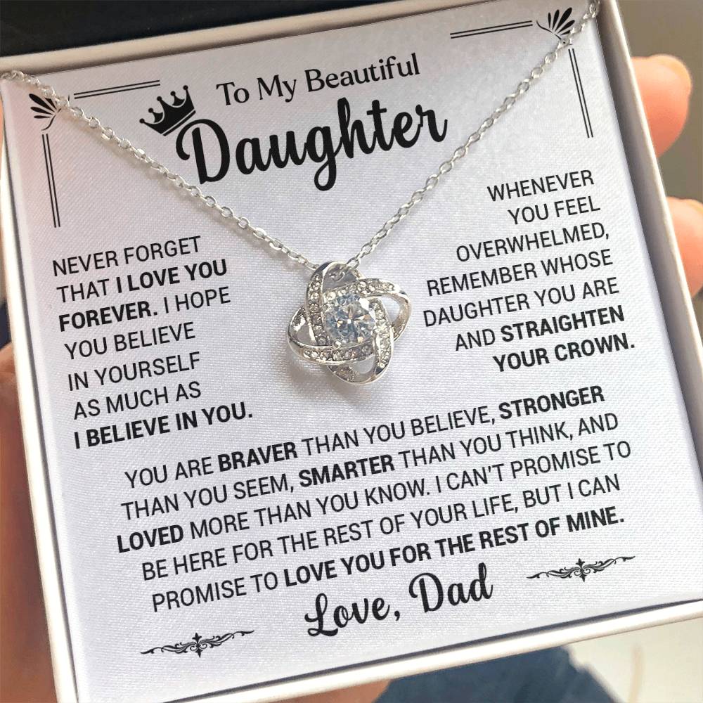 50% Off - To My Daughter, Straighten Your Crown, Love Dad - Loveknot Necklace